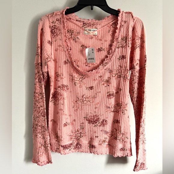 🌻🆕FREE PEOPLE We The Free Clover Printed Thermal-Pink Combo-SIZE Large - Picture 12 of 14